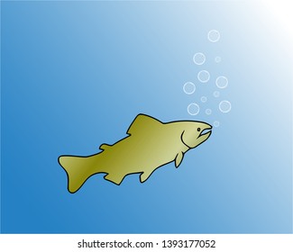 Fish in water is bubbling, vector illustration