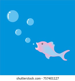 a fish in water is bubbling, vector illustration
