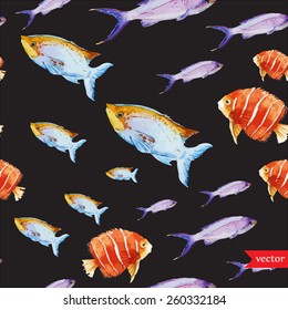 fish, water color, pattern, background