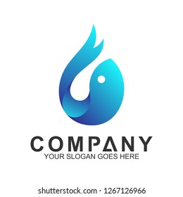 fish water drop logo design
