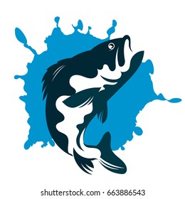 Fish and water for fishing silhouette
