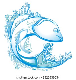 Fish Water Logo design vector template
