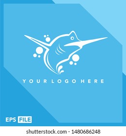 Fish in water Logo design vector template. Seafood restaurant shop store Logotype concept icon.