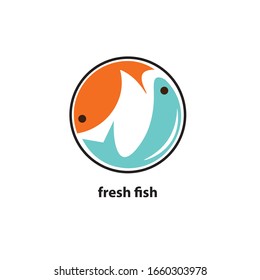 Fish in water Logo design vector template. Seafood restaurant shop store Logotype concept icon