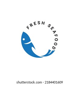 Fish in water Logo design vector template. Seafood restaurant shop store Logotype concept icon.