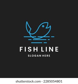 Fish in water Logo design vector Template. Seafood restaurant store shop 