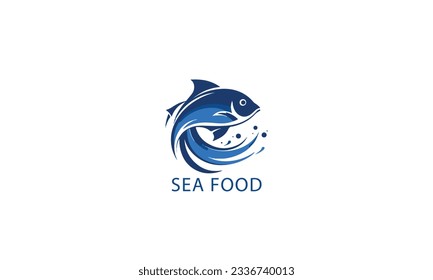 Fish in water Logo design vector template. Seafood restaurant shop store Logotype concept icon white background