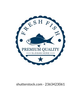 Pesca en agua Modelo vectorial de diseño con logotipo. Tienda de restaurantes de mariscos Concepto de ícono de Logotipo.