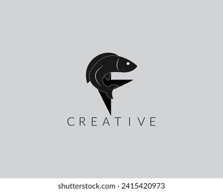 Pescado en agua Diseño vectorial de diseño con logotipo.