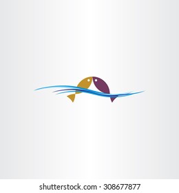 fish in water logo sign design element icon