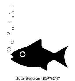 Fish In Water - Vector Icon - Vector Pictogram - Isolated On White Background