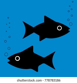Fish In Water - Vector Icons