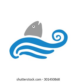 fish in water, vector logo illustration