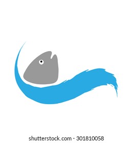 fish in water, vector logo illustration