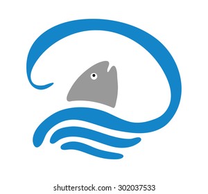 peces en agua, ilustración del logotipo vectorial