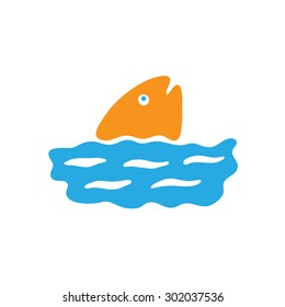 fish in water, vector logo illustration
