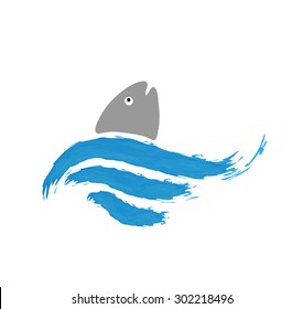 fish in water, vector logo illustration