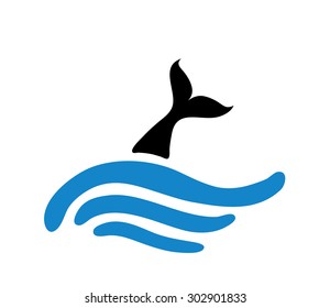 fish in water, vector logo illustration