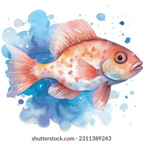  fish in water, watercolour illustration