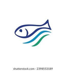 Fish and Water Wave Logo: Unifying Element for Fisheries, Maritime, River Industries, and Similar Businesses