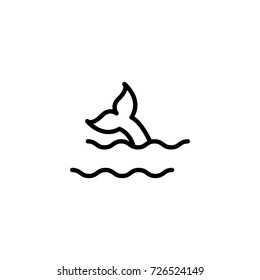 Fish in wave flat icon. Single high quality outline symbol of summer for web design or mobile app. Thin line signs of swimming for design logo, visit card, etc. Outline logo of diving