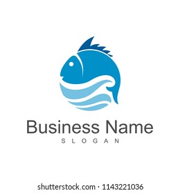 fish wave logo template
