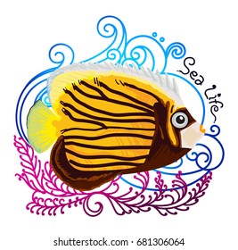fish with wave. sea life