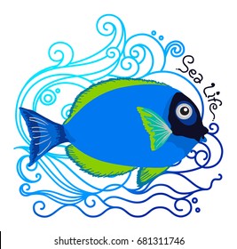 fish with wave. sea life