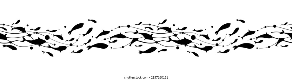 El patrón de la ola de peces es fluido.  Ilustración vectorial.