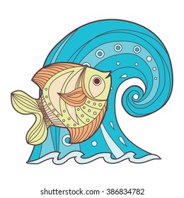 Fish and wave vector illustration