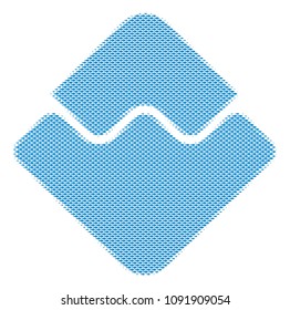 Fish Waves currency halftone collage. Vector fish items are combined into Waves currency illustration. Seafood design concept.