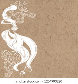 Fish and waves. Vector illustration with space for text on kraft paper. Can be used  creating card or invitation card.