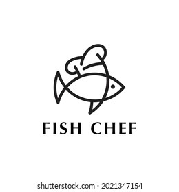 fish wearing a cooking hat logo vector