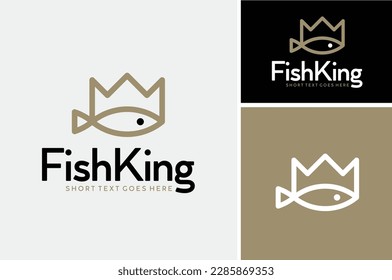 Fish Wearing King Queen Crown for Premium High Quality Seafood Meat  Restaurant or Angler logo design