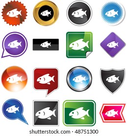 Fish web button isolated on a background.