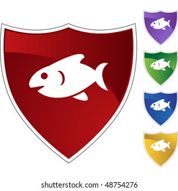 Fish web button isolated on a background.