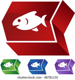 Fish web button isolated on a background.