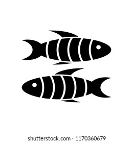 Fish web icon. Flat design. Seafood symbol. Fish icon. Logo template. Vector symbol of fishing club or online shop. Restaurant menu.