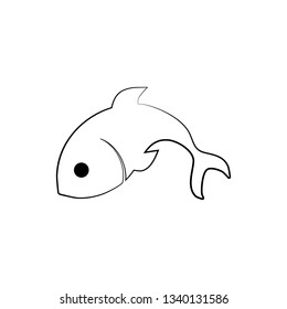 Fish web icon. Flat design. Seafood symbol. Fish icon. Logo template. Vector symbol of fishing club or online shop. Restaurant menu.