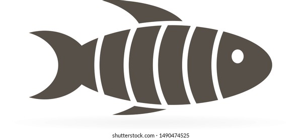Fish web icon. Flat design. Seafood symbol. Fish icon. Logo template. Vector symbol of fishing club or online shop. Restaurant menu.