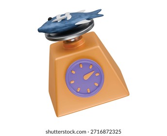 Icono de escala de ponderación de peces Ilustración 3D Render