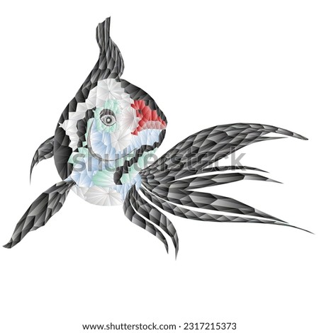 Fish white koi carp  two polygons  vector illustration editable hand draw