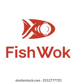 fish wok seafood restaurant minimalist logo design