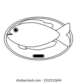 Fish in wooden frame in black and white