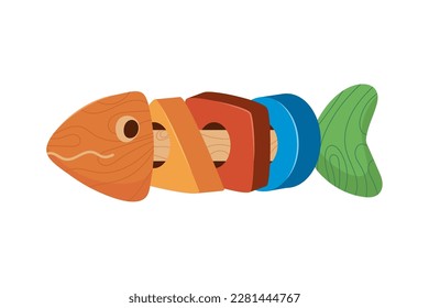 fish wooden toy icon isolated