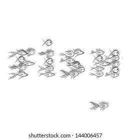 Fish word shape for your design
