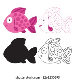 fish worksheet vector design, fish artwork vector design