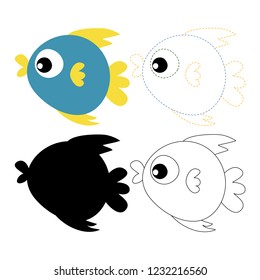 fish worksheet vector design for kid