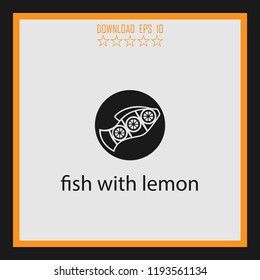 fish woth lemon vector icon