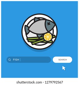 Fish written on a browser search bar with Dish
